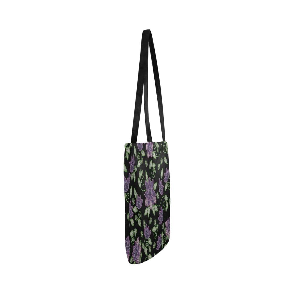 Purple Beaded Rose Reusable Shopping Bag Model 1660 (Two sides) Shopping Tote Bag (1660) e-joyer 