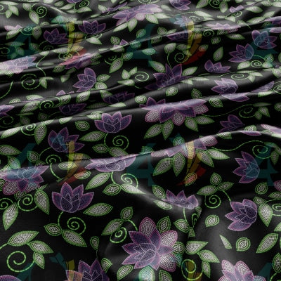 Purple Beaded Rose Satin Fabric NBPrintex 