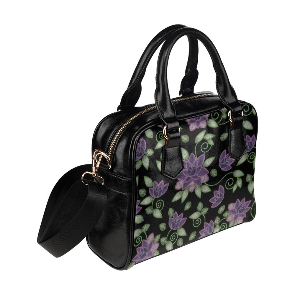Purple Beaded Rose Shoulder Handbag (Model 1634) Shoulder Handbags (1634) e-joyer 