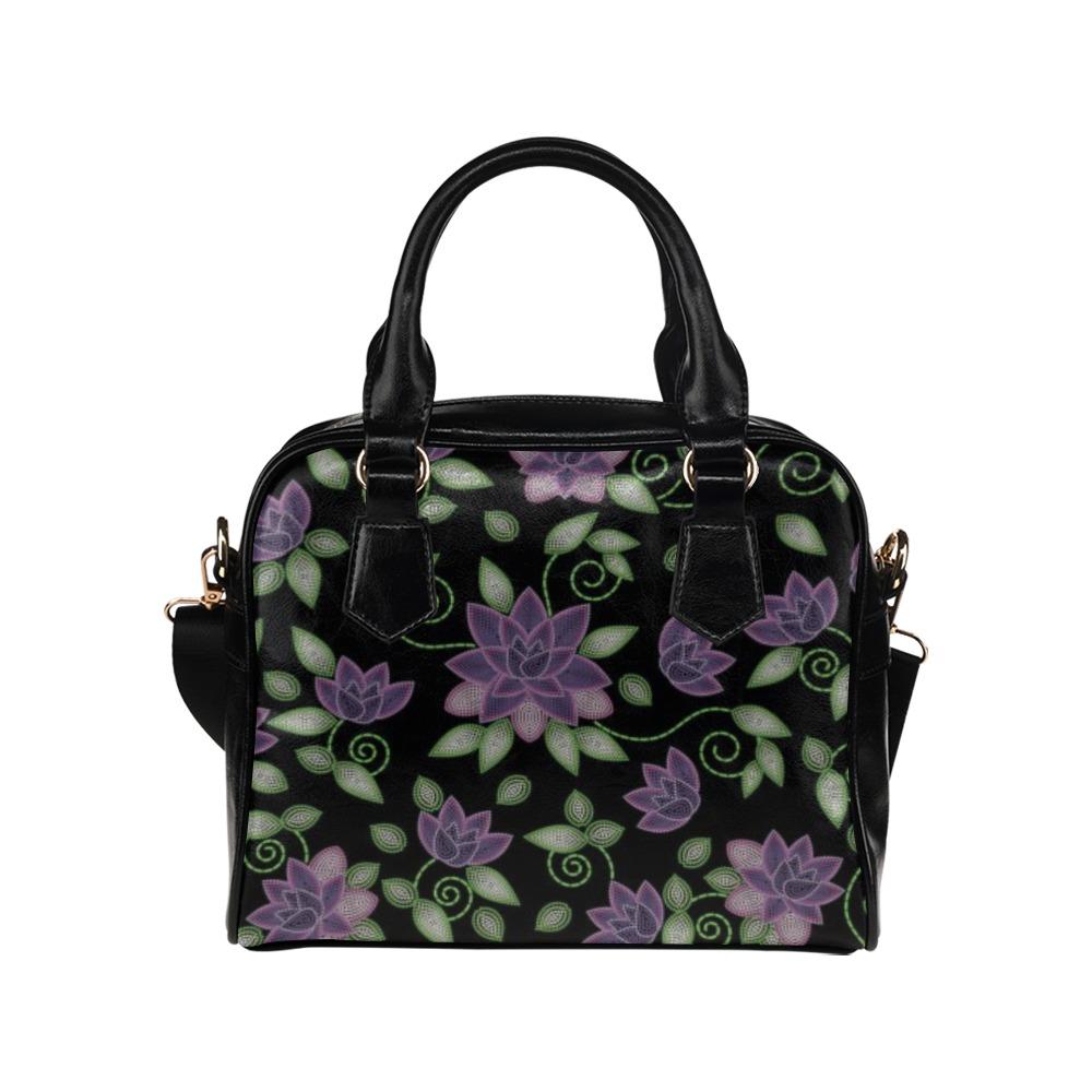 Purple Beaded Rose Shoulder Handbag (Model 1634) Shoulder Handbags (1634) e-joyer 