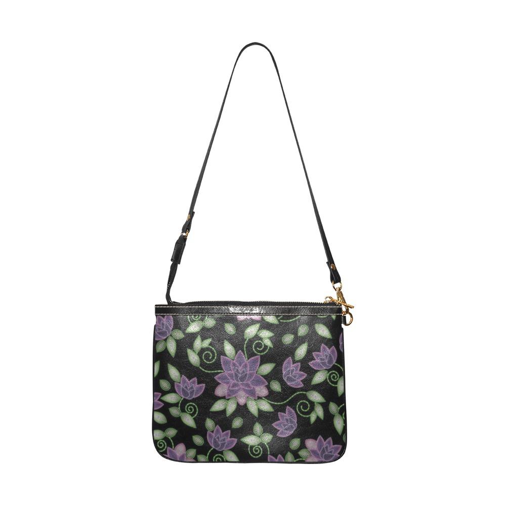 Purple Beaded Rose Small Shoulder Bag (Model 1710) Small Shoulder Bag (1710) e-joyer 