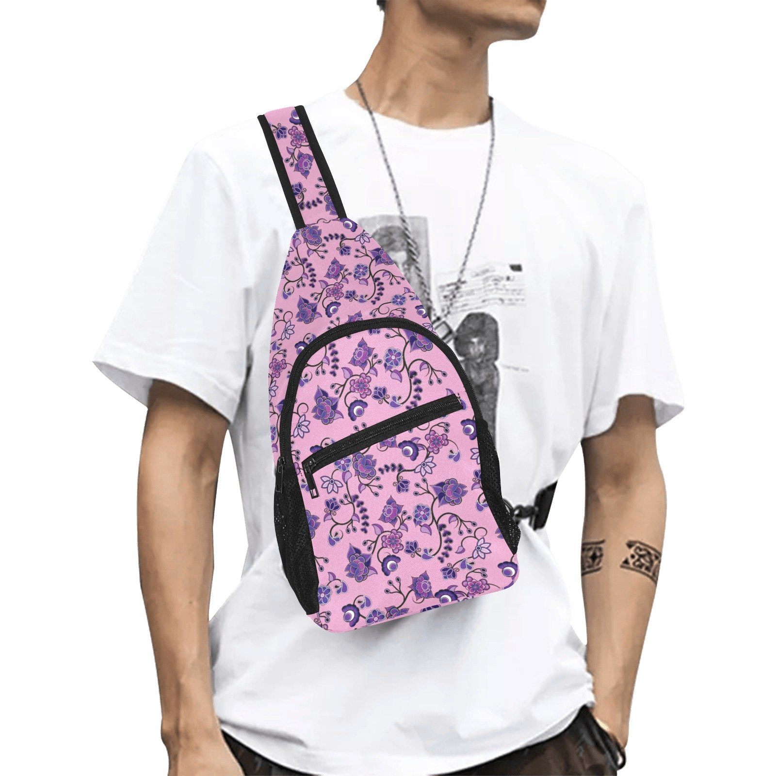 Purple Floral Amour All Over Print Chest Bag (Model 1719) All Over Print Chest Bag (1719) e-joyer 