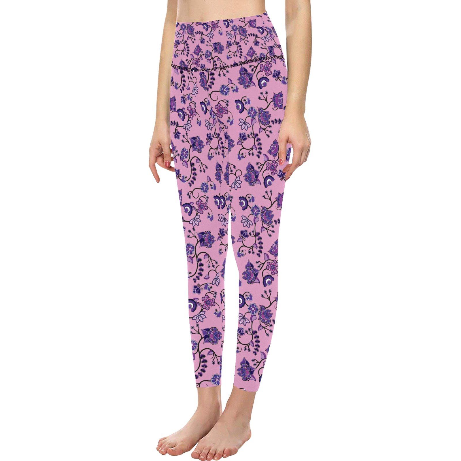 Purple Floral Amour All Over Print High-Waisted Leggings (Model L36) High-Waisted Leggings (L36) e-joyer 