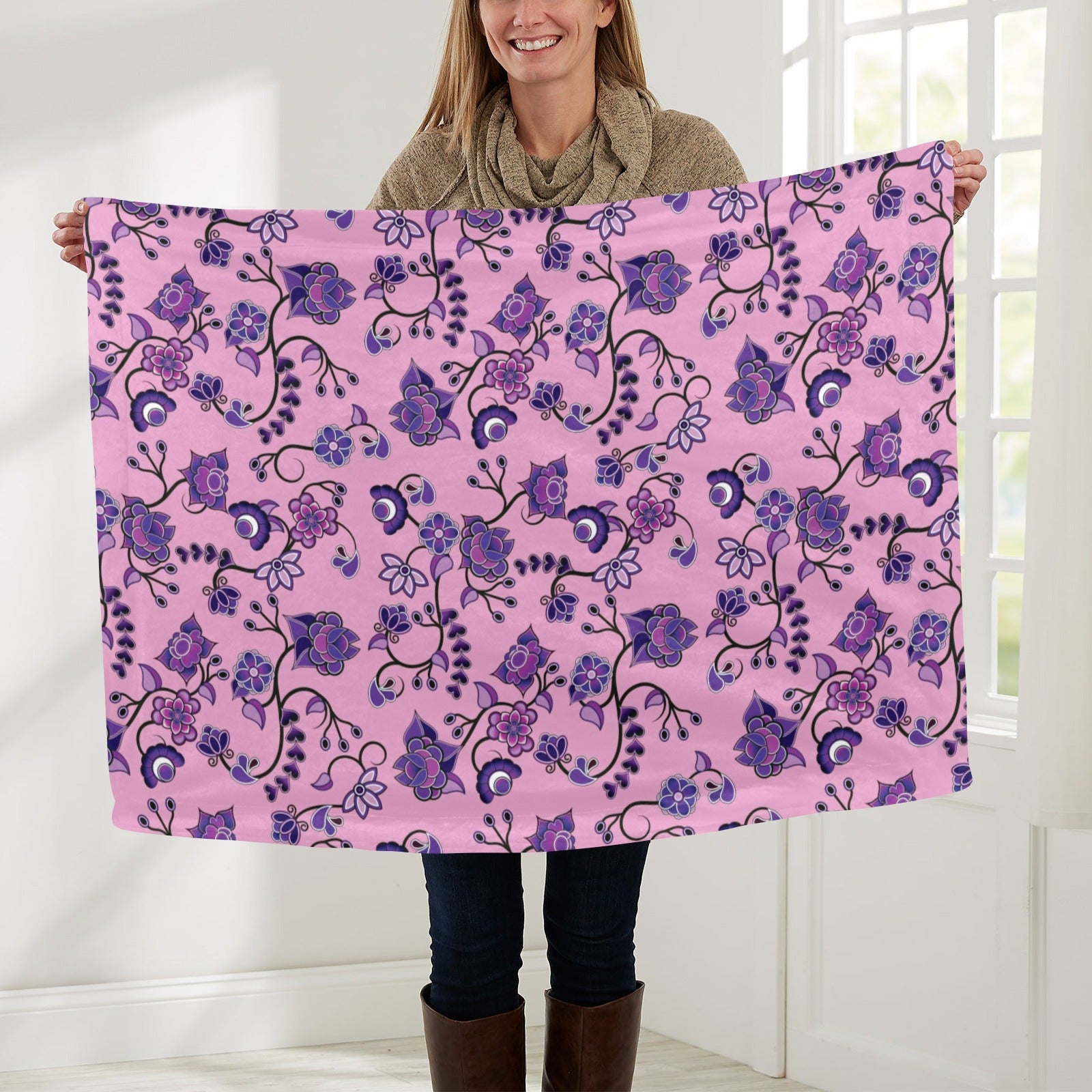 Purple Floral Amour Baby Blanket 30"x40" Baby Blanket 30"x40" e-joyer 