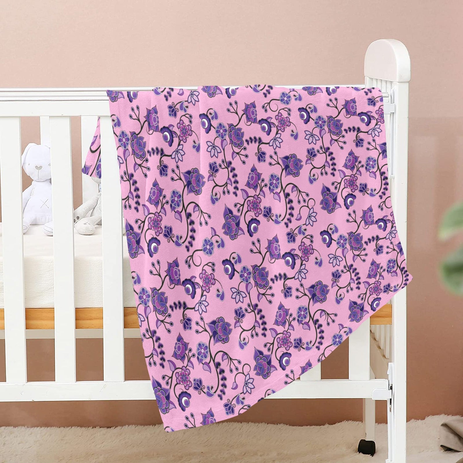 Purple Floral Amour Baby Blanket 40 x50