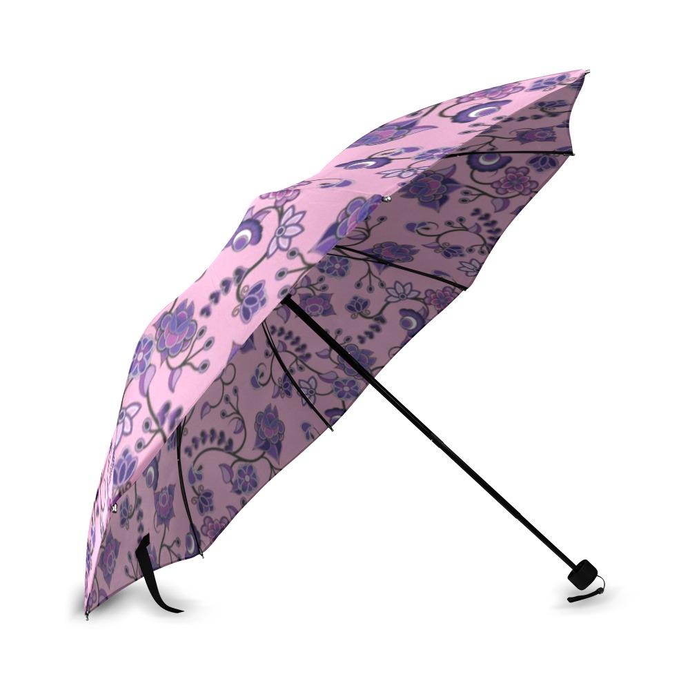 Purple Floral Amour Foldable Umbrella (Model U01) Foldable Umbrella e-joyer 