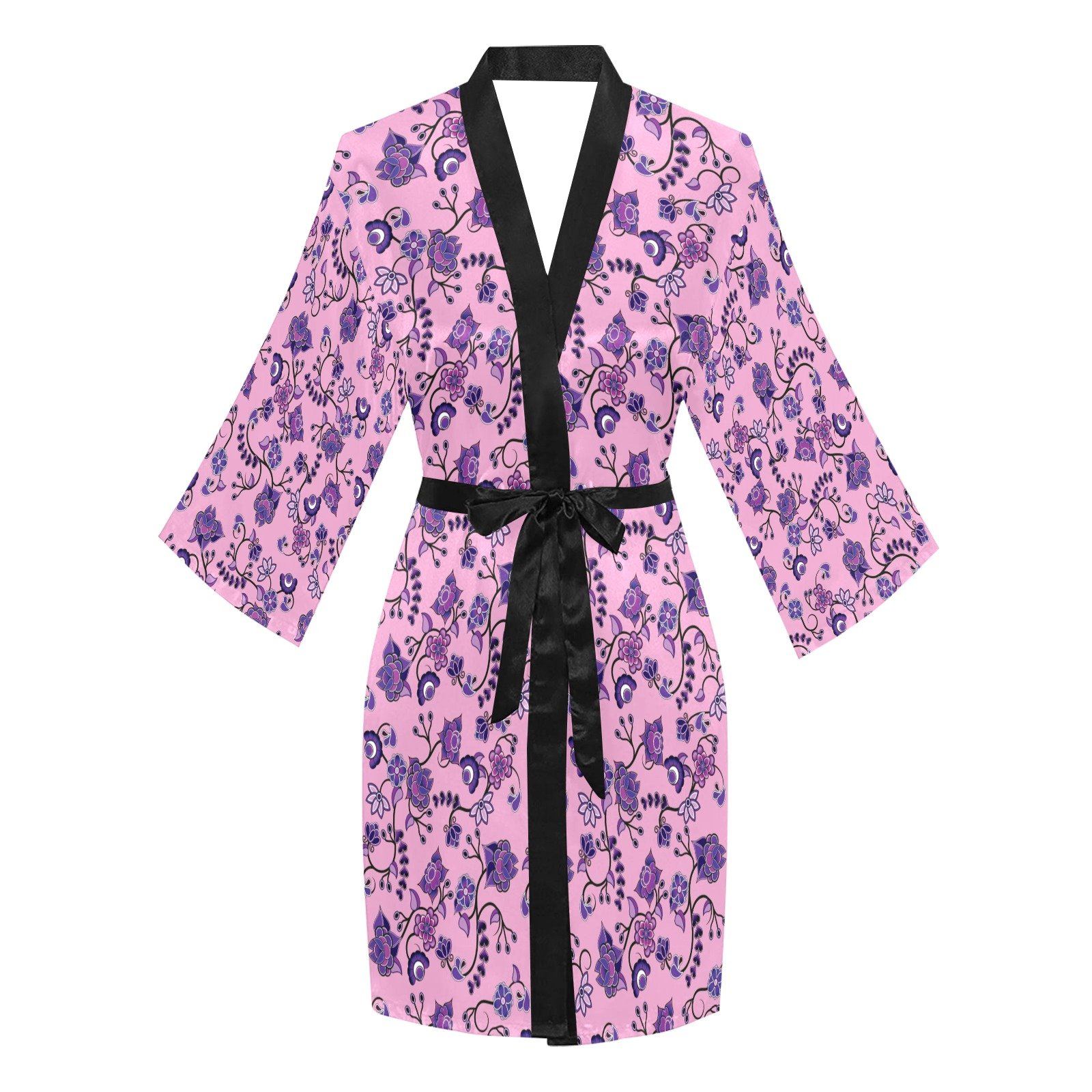 Purple Floral Amour Long Sleeve Kimono Robe Long Sleeve Kimono Robe e-joyer 