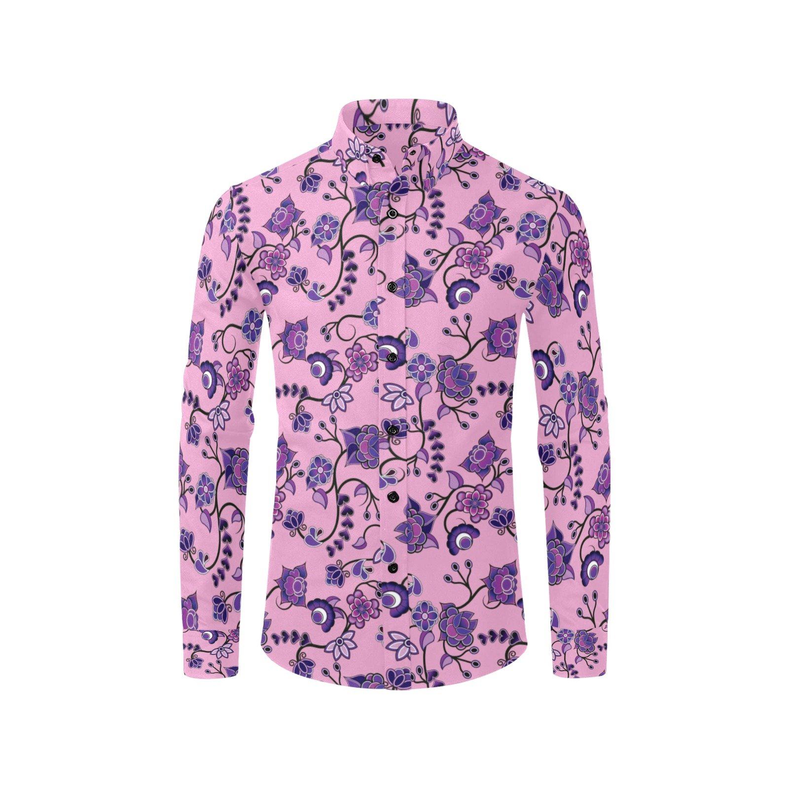 Purple Floral Amour Men's All Over Print Casual Dress Shirt (Model T61) Men's Dress Shirt (T61) e-joyer 