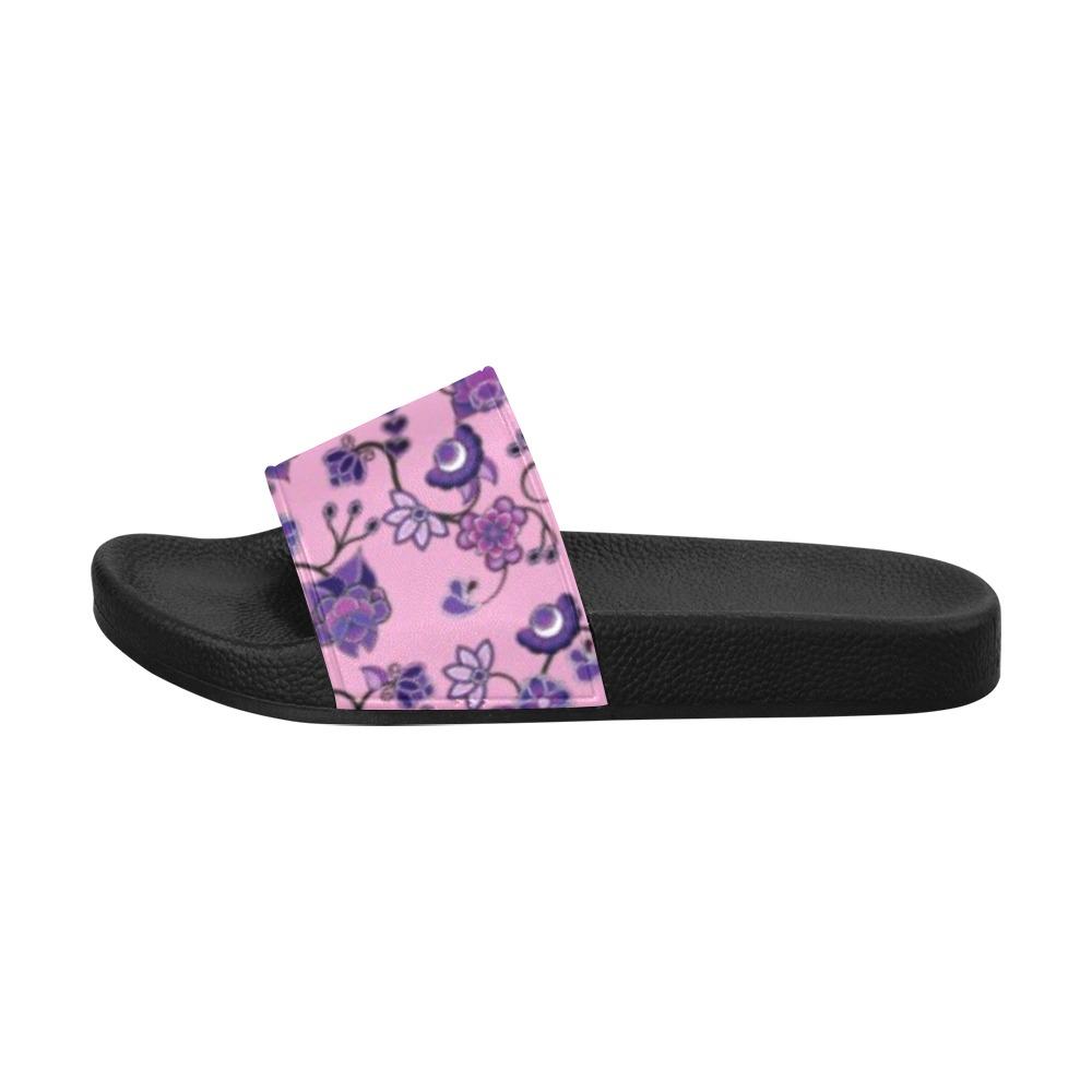 Purple Floral Amour Men's Slide Sandals (Model 057) Men's Slide Sandals (057) e-joyer 