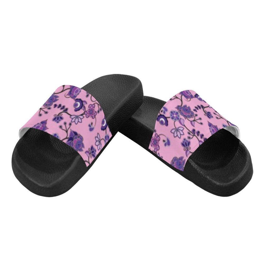 Purple Floral Amour Men's Slide Sandals (Model 057) Men's Slide Sandals (057) e-joyer 