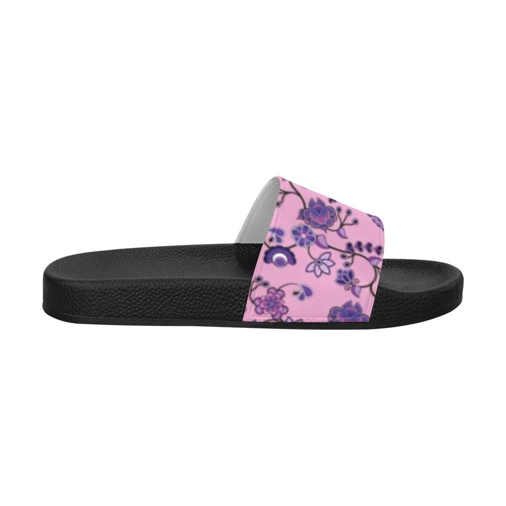 Purple Floral Amour Men's Slide Sandals (Model 057) Men's Slide Sandals (057) e-joyer 