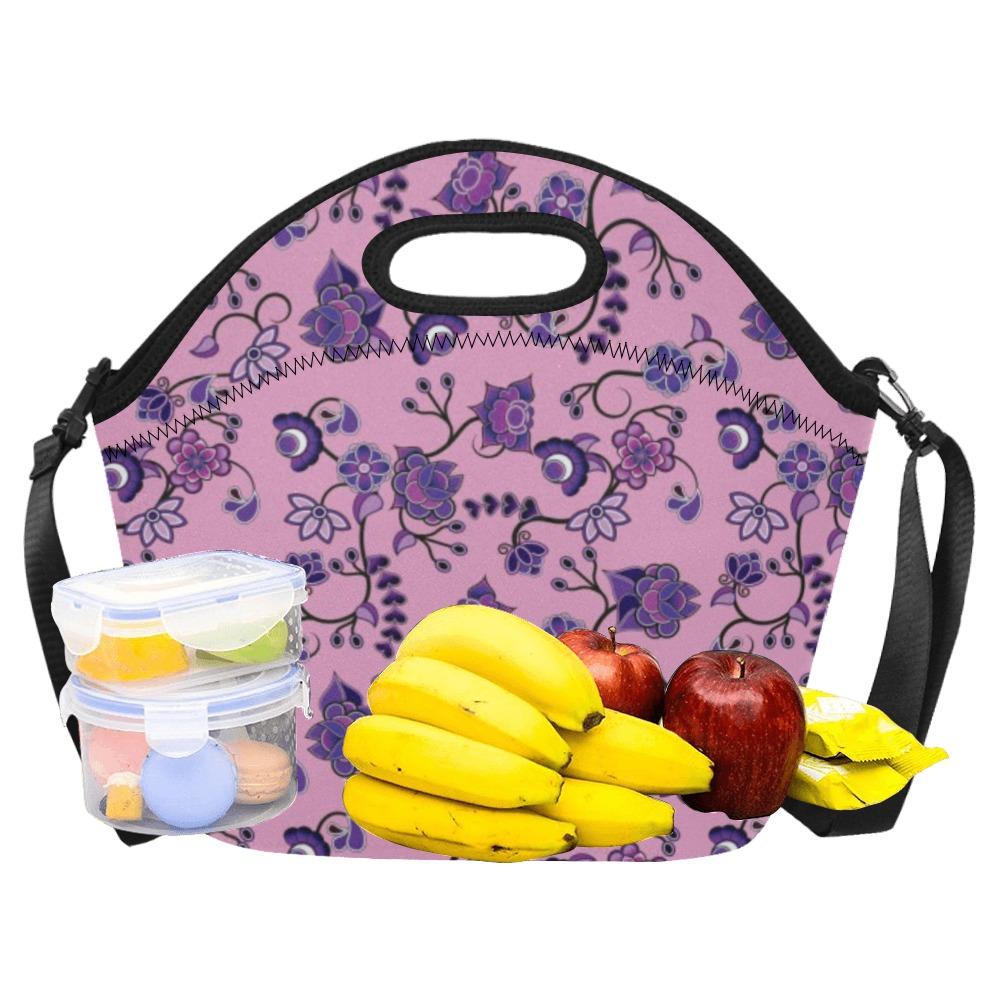 Purple Floral Amour Neoprene Lunch Bag/Large (Model 1669) bag e-joyer 