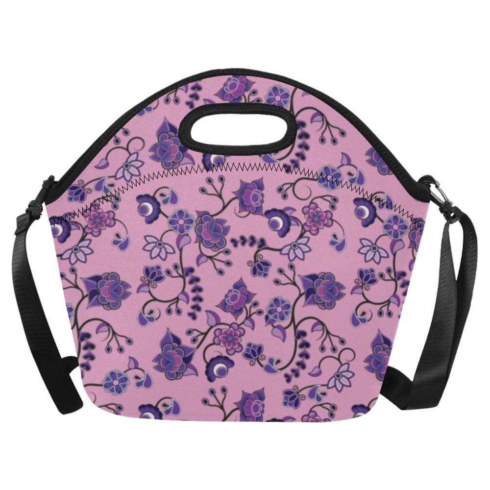 Purple Floral Amour Neoprene Lunch Bag/Large (Model 1669) bag e-joyer 