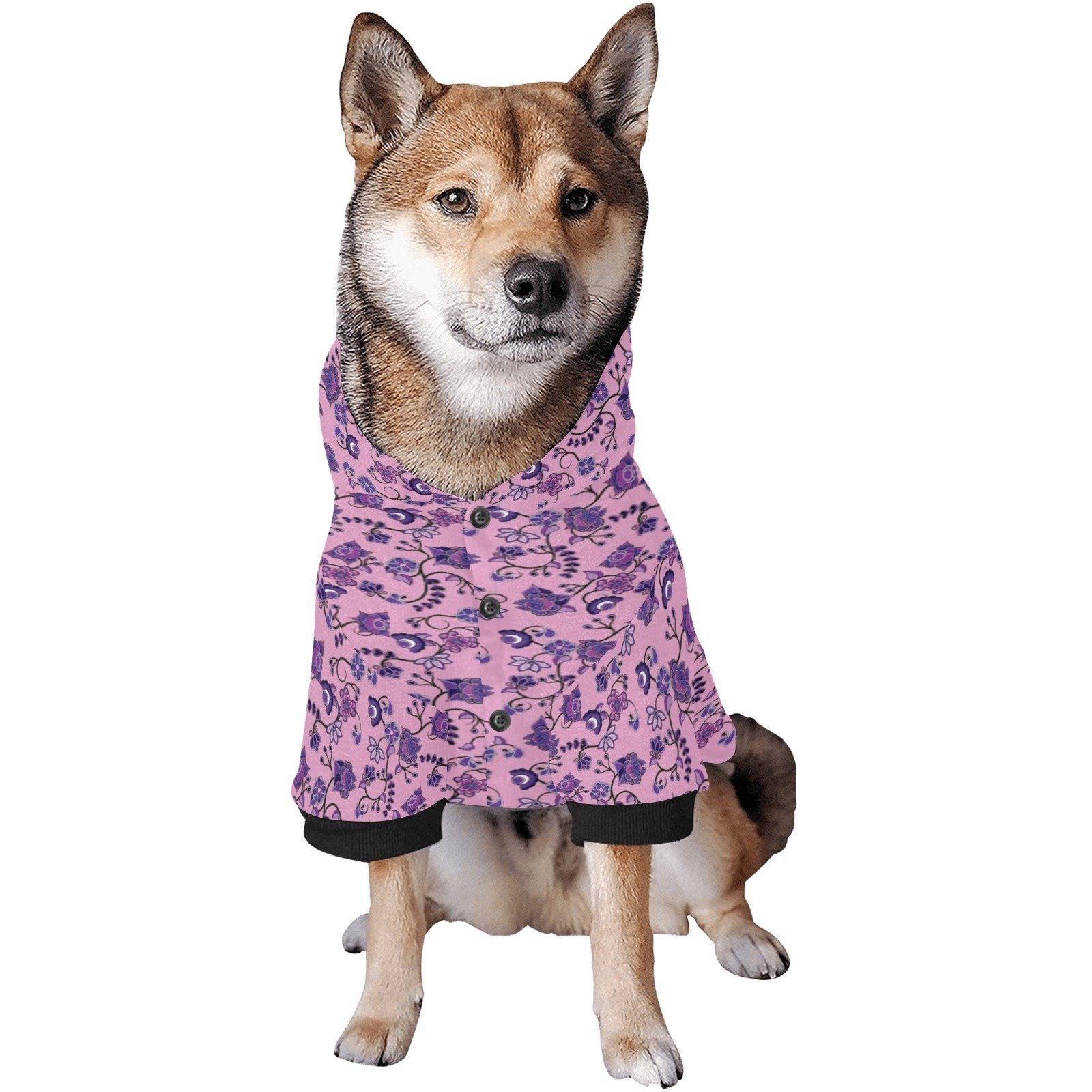 Purple Floral Amour Pet Dog Hoodie Pet Dog Hoodie e-joyer 