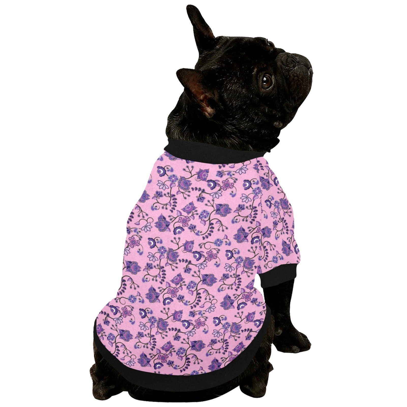 Purple Floral Amour Pet Dog Round Neck Shirt Pet Dog Round Neck Shirt e-joyer 