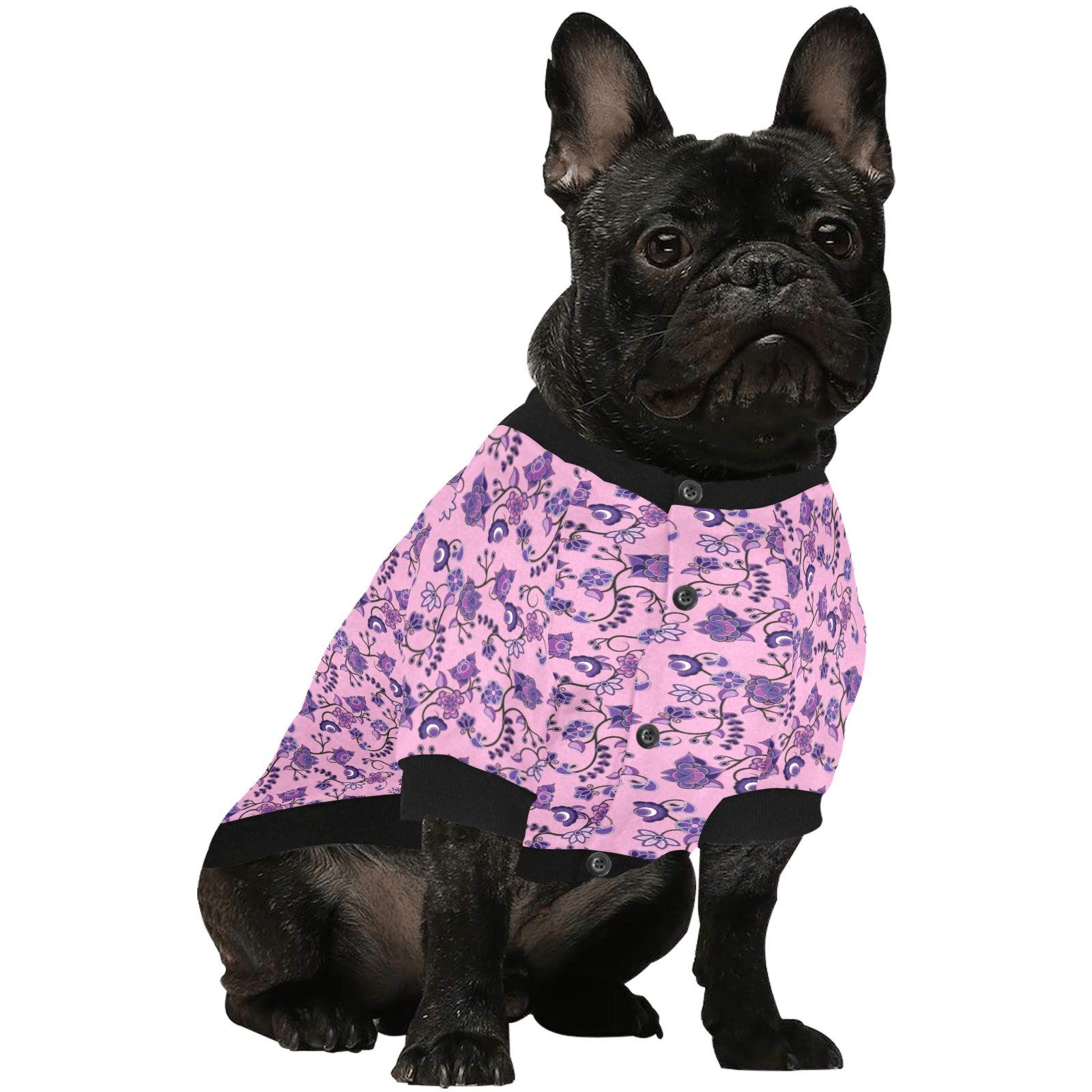 Purple Floral Amour Pet Dog Round Neck Shirt Pet Dog Round Neck Shirt e-joyer 