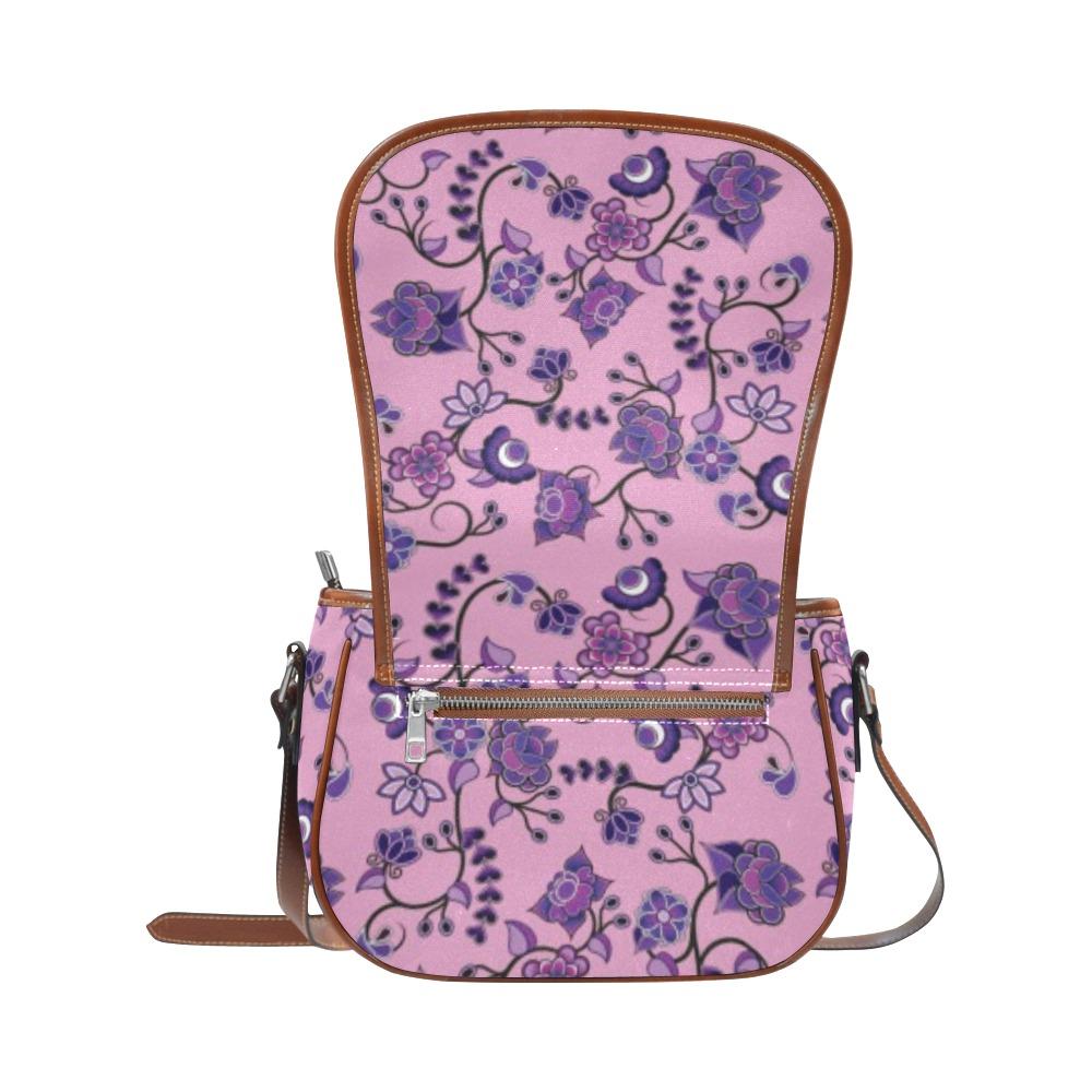 Purple Floral Amour Saddle Bag/Small (Model 1649) Full Customization bag e-joyer 