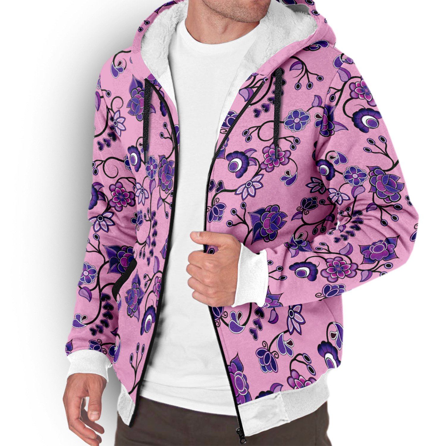 Purple Floral Amour Sherpa Hoodie hoodie Herman 