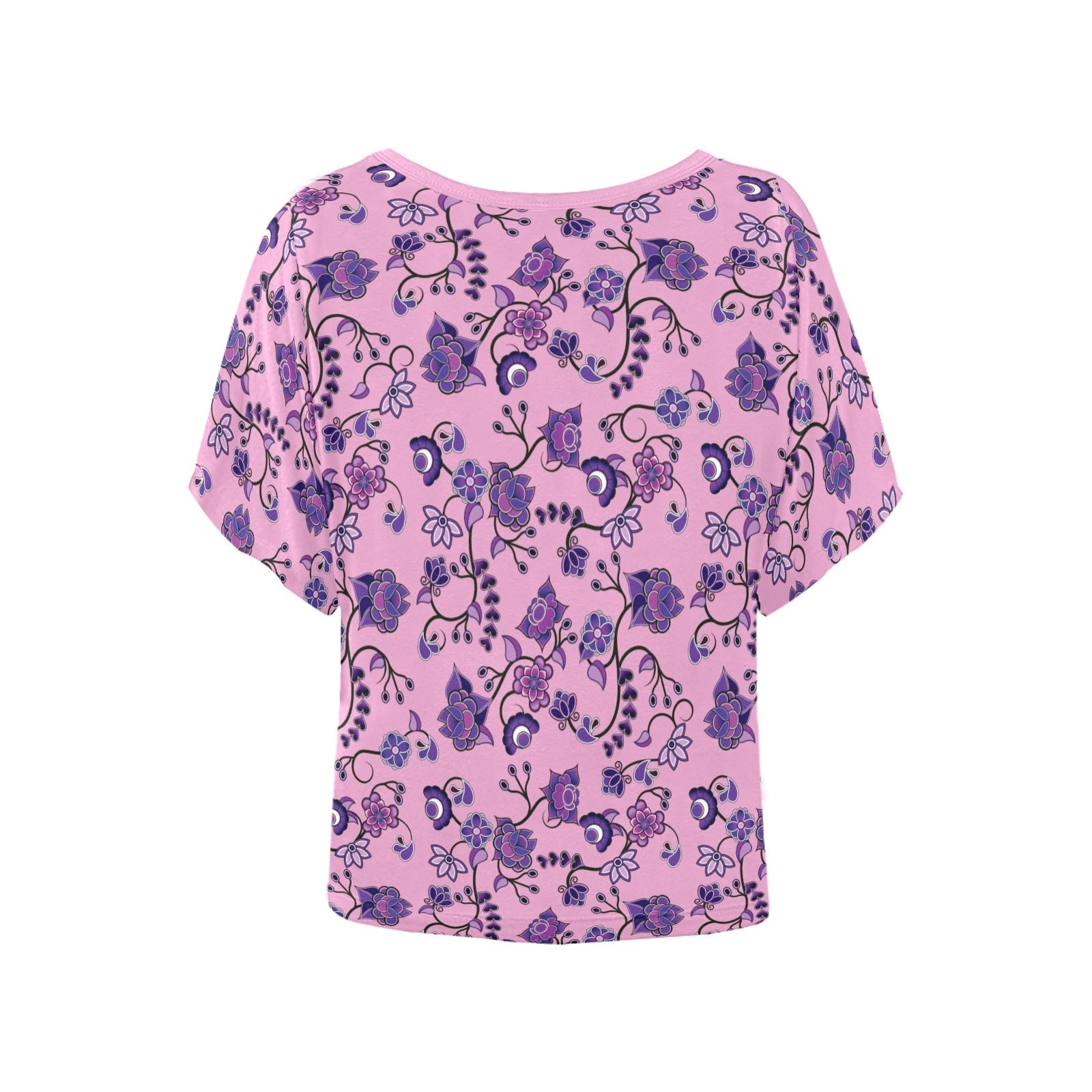 Purple Floral Amour Women's Batwing-Sleeved Blouse T shirt (Model T44) Women's Batwing-Sleeved Blouse T shirt (T44) e-joyer 