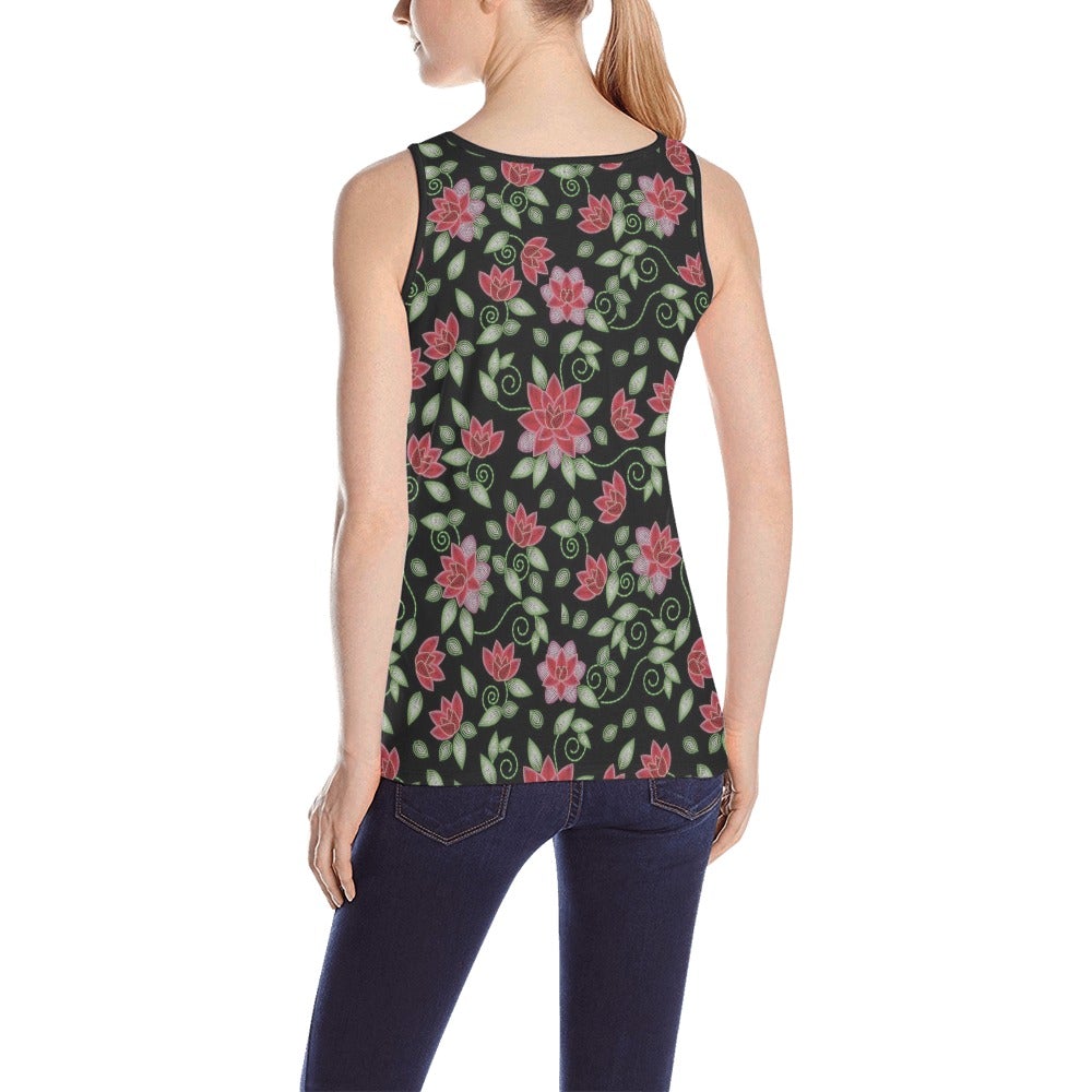 Red Beaded Rose All Over Print Tank Top for Women (Model T43) All Over Print Tank Top for Women (T43) e-joyer 