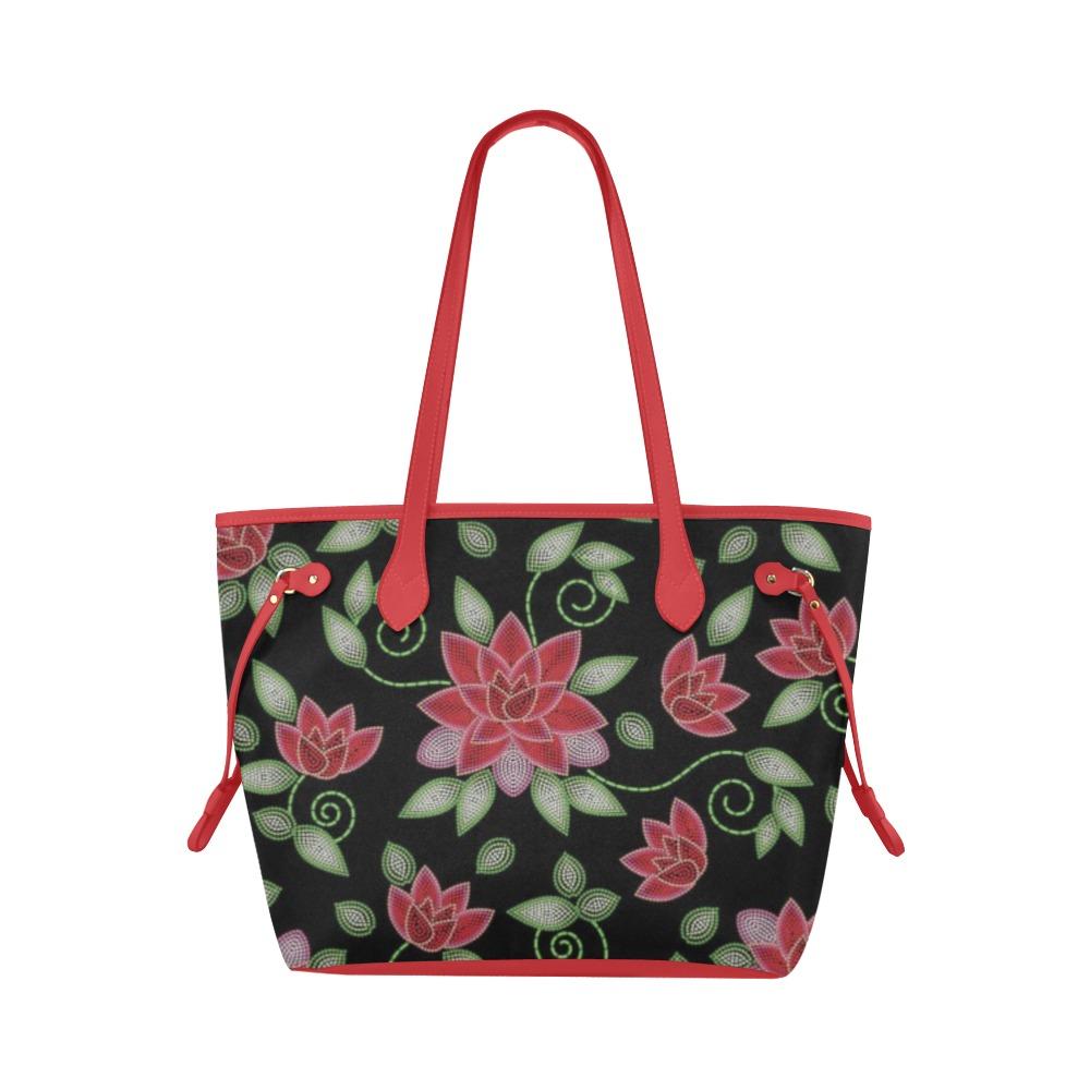 Red Beaded Rose Clover Canvas Tote Bag (Model 1661) Clover Canvas Tote Bag (1661) e-joyer 