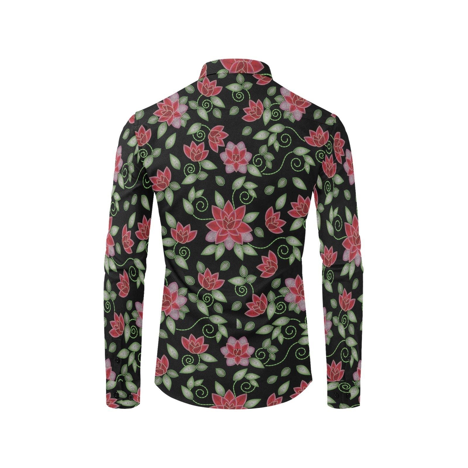 Red Beaded Rose Men's All Over Print Casual Dress Shirt (Model T61) Men's Dress Shirt (T61) e-joyer 