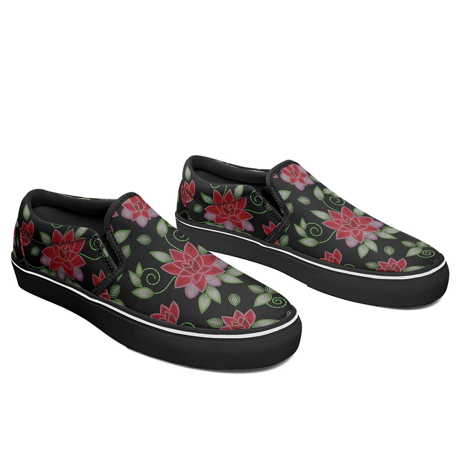 Red Beaded Rose Otoyimm Kid's Canvas Slip On Shoes otoyimm Herman 