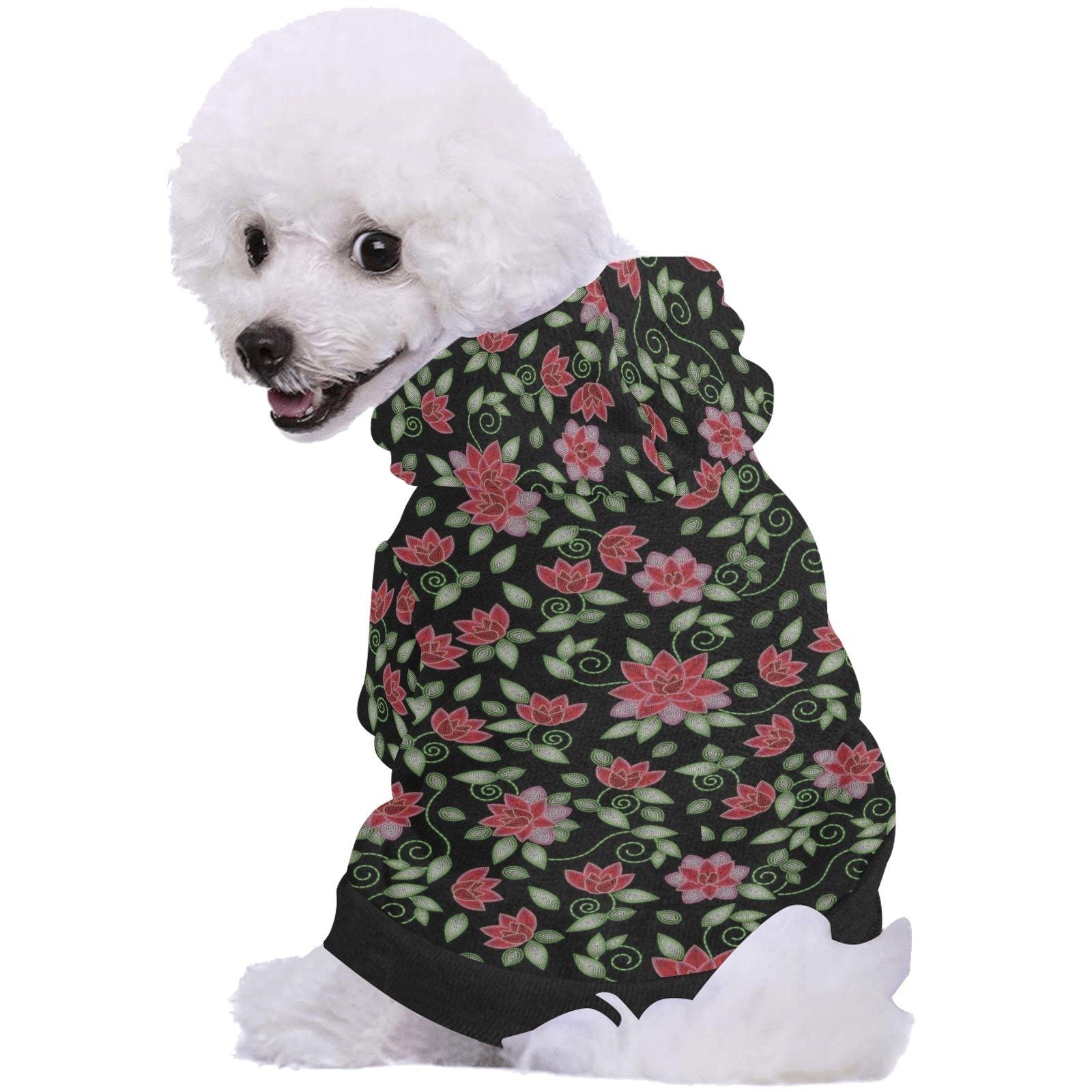 Red Beaded Rose Pet Dog Hoodie Pet Dog Hoodie e-joyer 