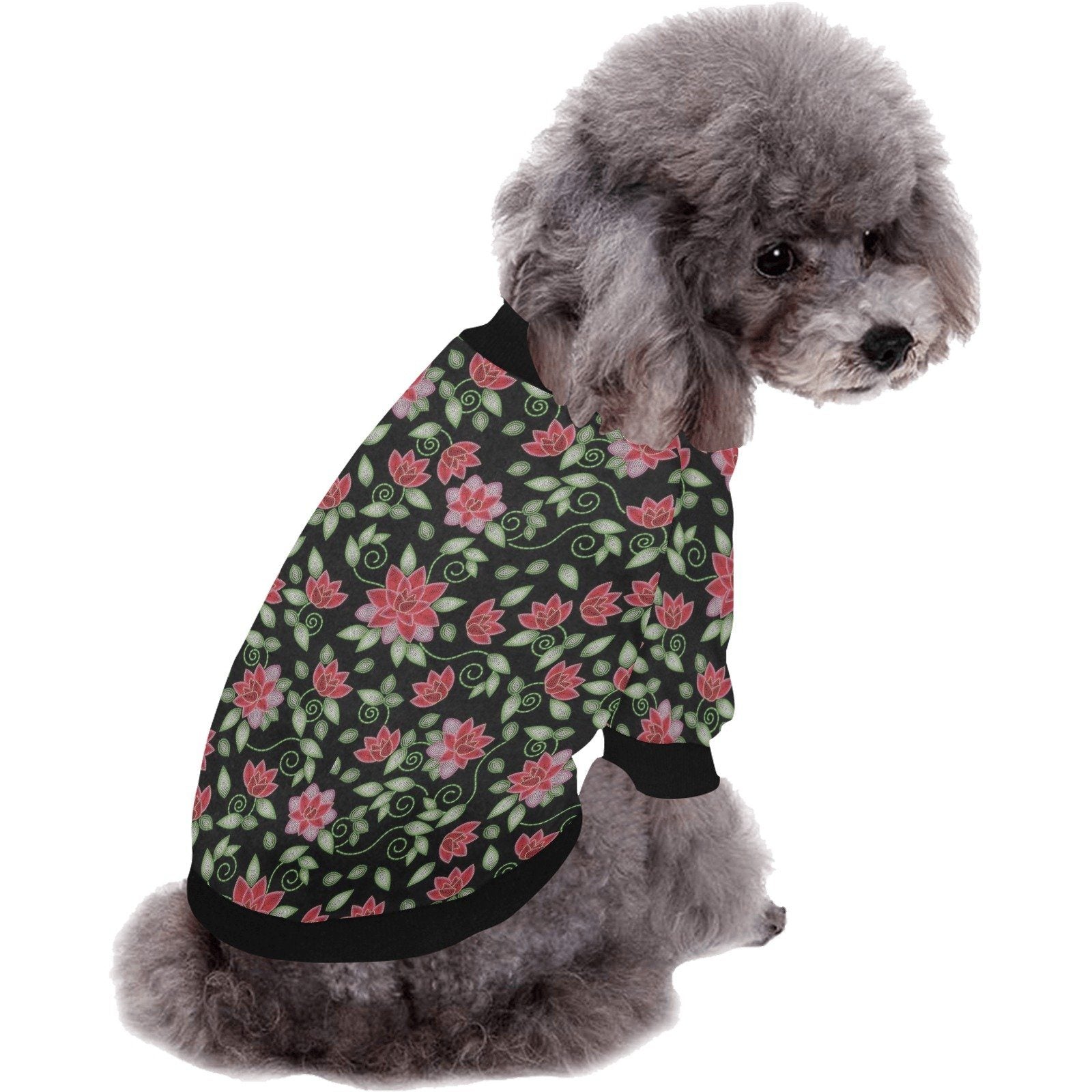 Red Beaded Rose Pet Dog Round Neck Shirt Pet Dog Round Neck Shirt e-joyer 