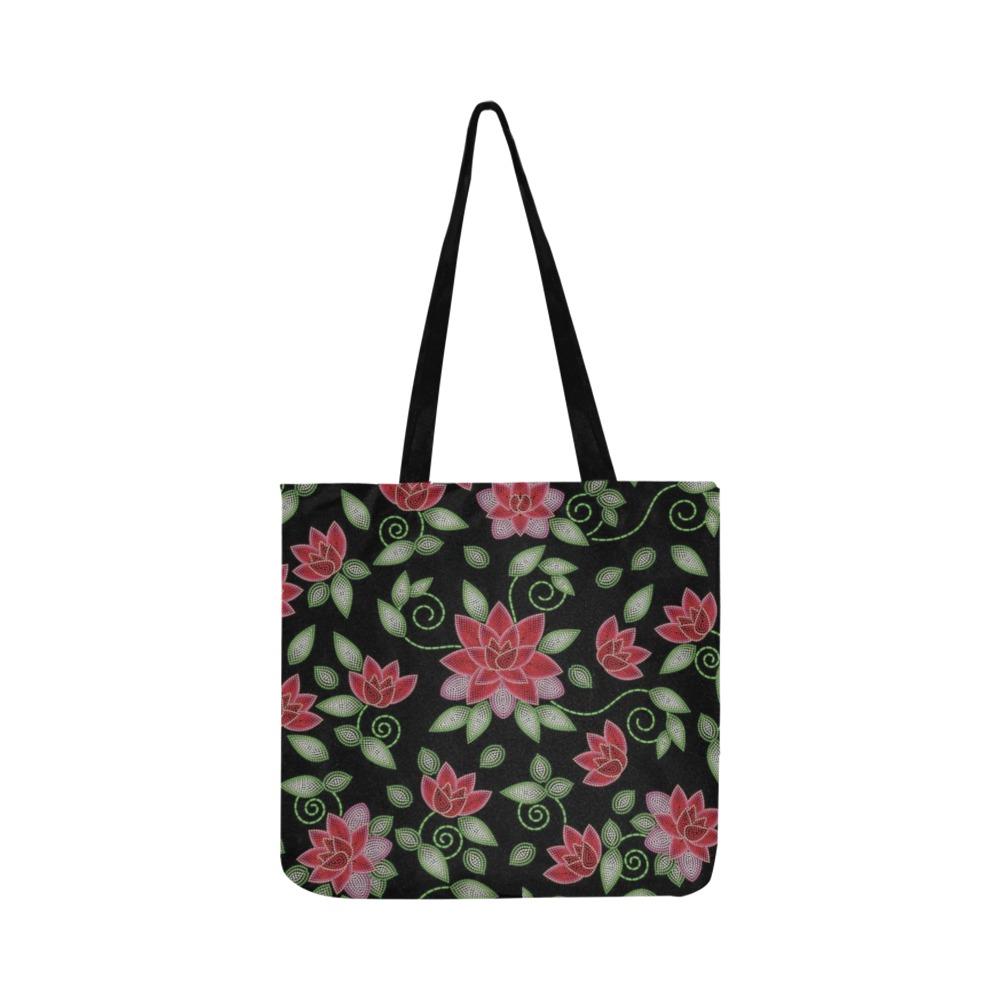 Red Beaded Rose Reusable Shopping Bag Model 1660 (Two sides) Shopping Tote Bag (1660) e-joyer 