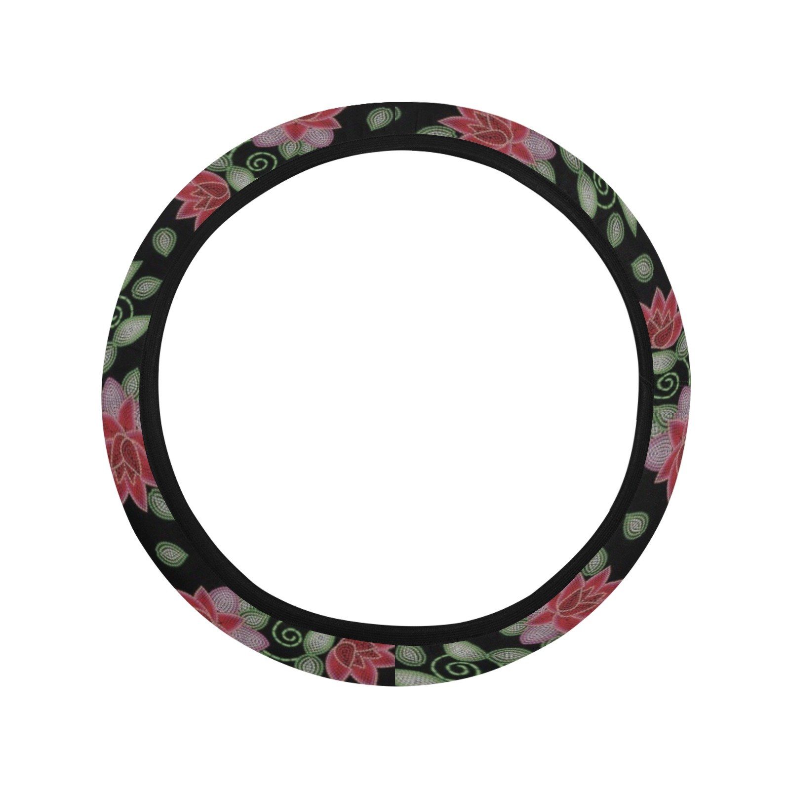 Red Beaded Rose Steering Wheel Cover with Elastic Edge Steering Wheel Cover with Elastic Edge e-joyer 