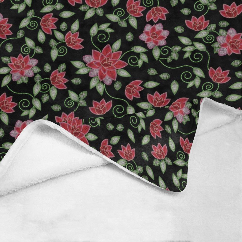 Red Beaded Rose Ultra-Soft Micro Fleece Blanket 50"x60" Ultra-Soft Blanket 50''x60'' e-joyer 