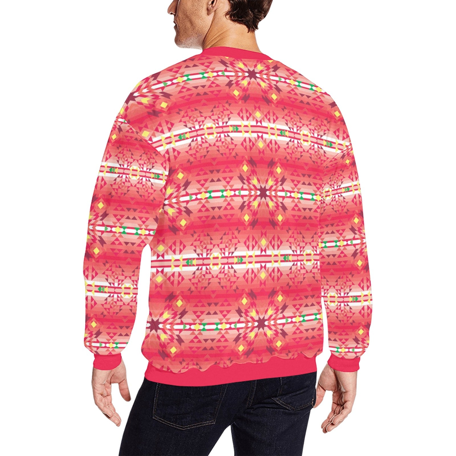Red Pink Star All Over Print Crewneck Sweatshirt for Men (Model H18) shirt e-joyer 