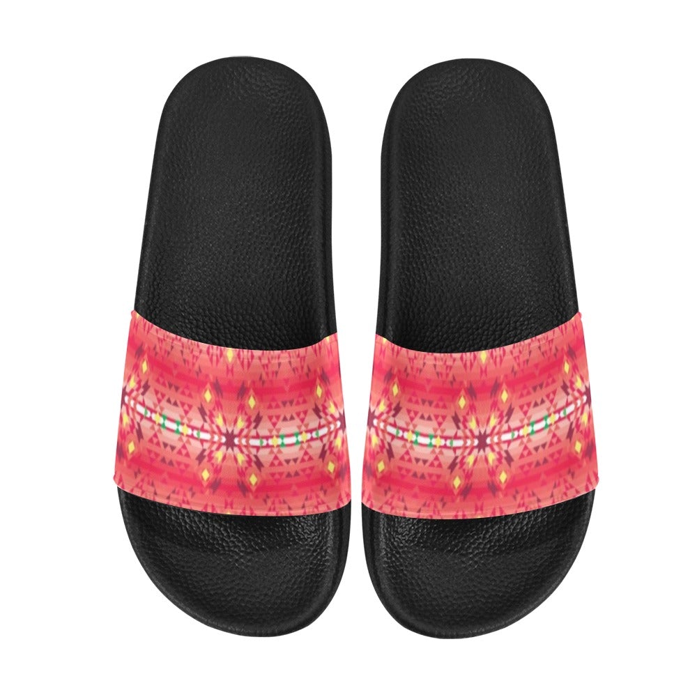 Red Pink Star Men's Slide Sandals (Model 057) sandals e-joyer 