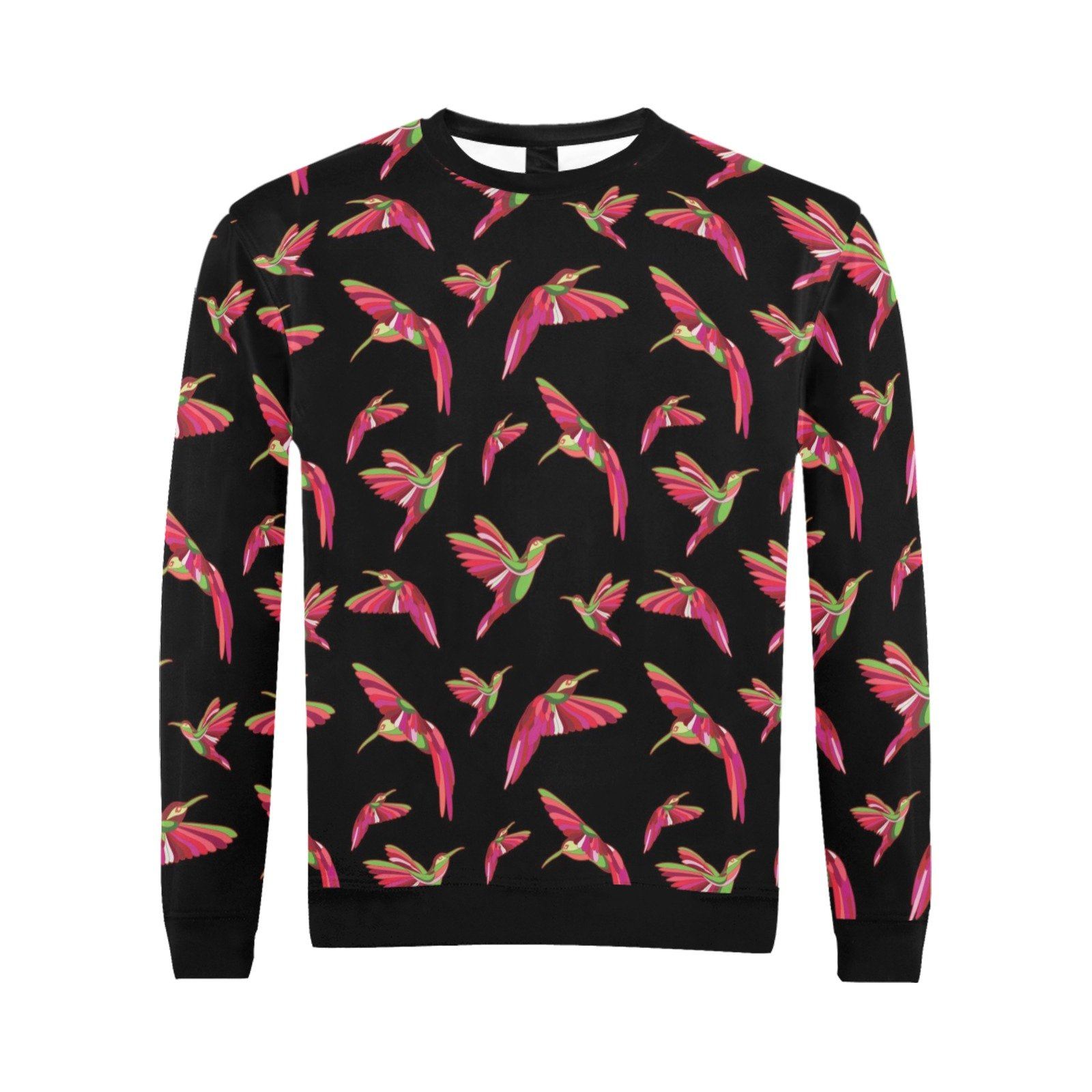 Red Swift Colourful Black All Over Print Crewneck Sweatshirt for Men (Model H18) shirt e-joyer 