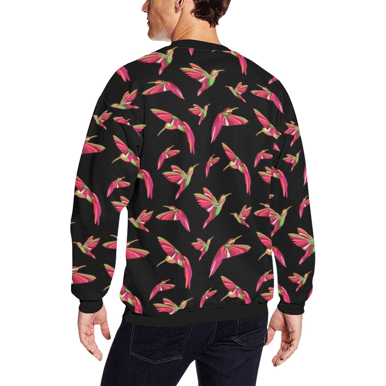 Red Swift Colourful Black All Over Print Crewneck Sweatshirt for Men (Model H18) shirt e-joyer 