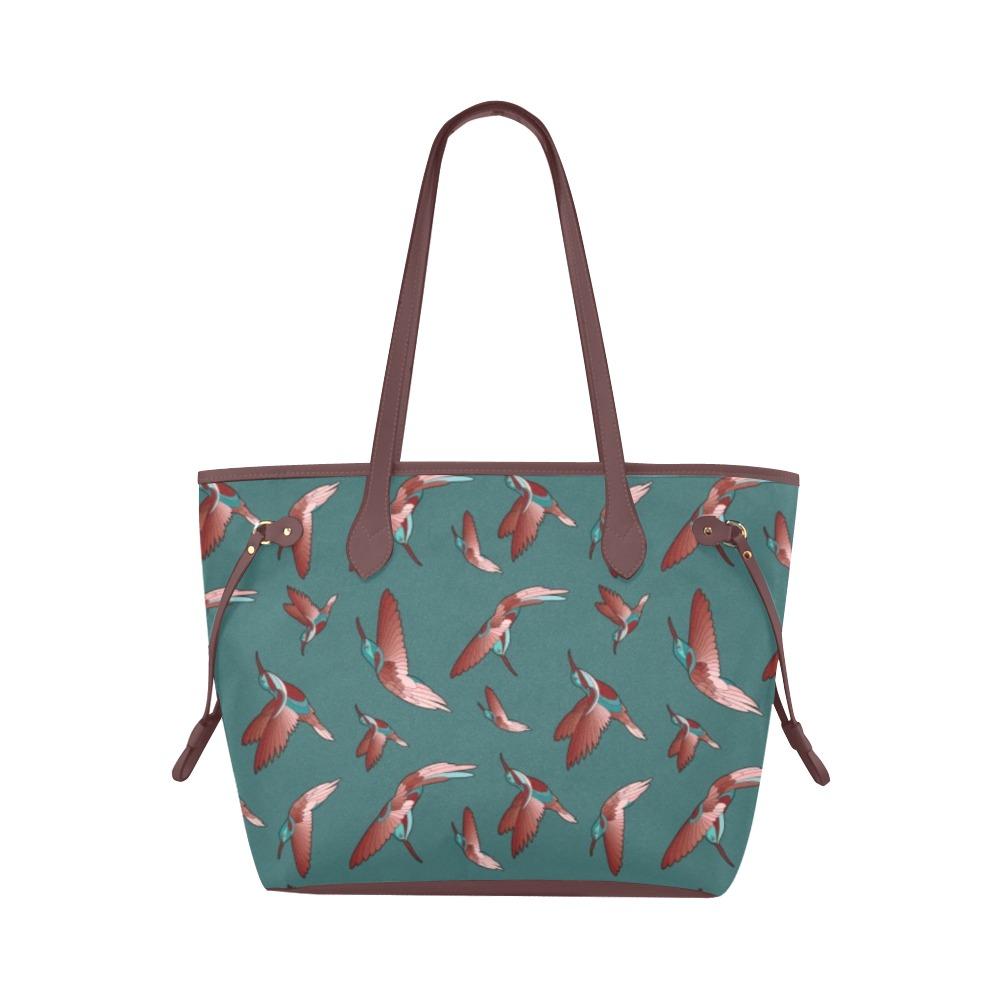 Red Swift Turquoise Clover Canvas Tote Bag (Model 1661) Clover Canvas Tote Bag (1661) e-joyer 