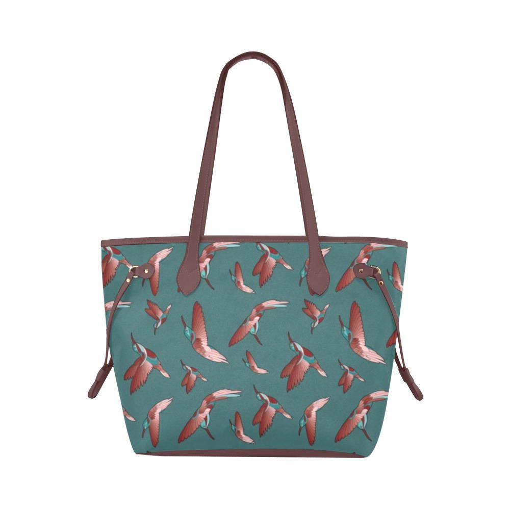 Red Swift Turquoise Clover Canvas Tote Bag (Model 1661) Clover Canvas Tote Bag (1661) e-joyer 