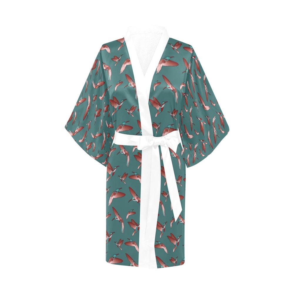 Red Swift Turquoise Kimono Robe Artsadd 