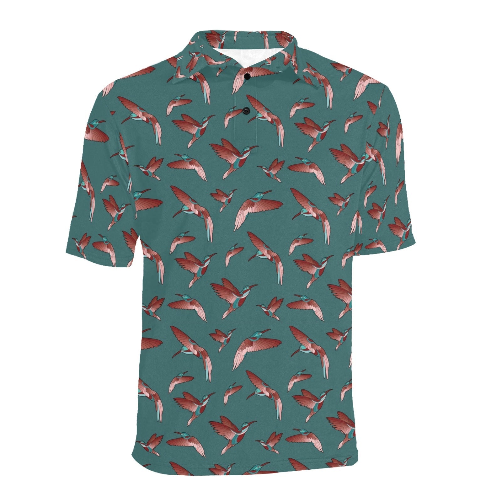 Red Swift Turquoise Men's All Over Print Polo Shirt (Model T55) Men's Polo Shirt (Model T55) e-joyer 