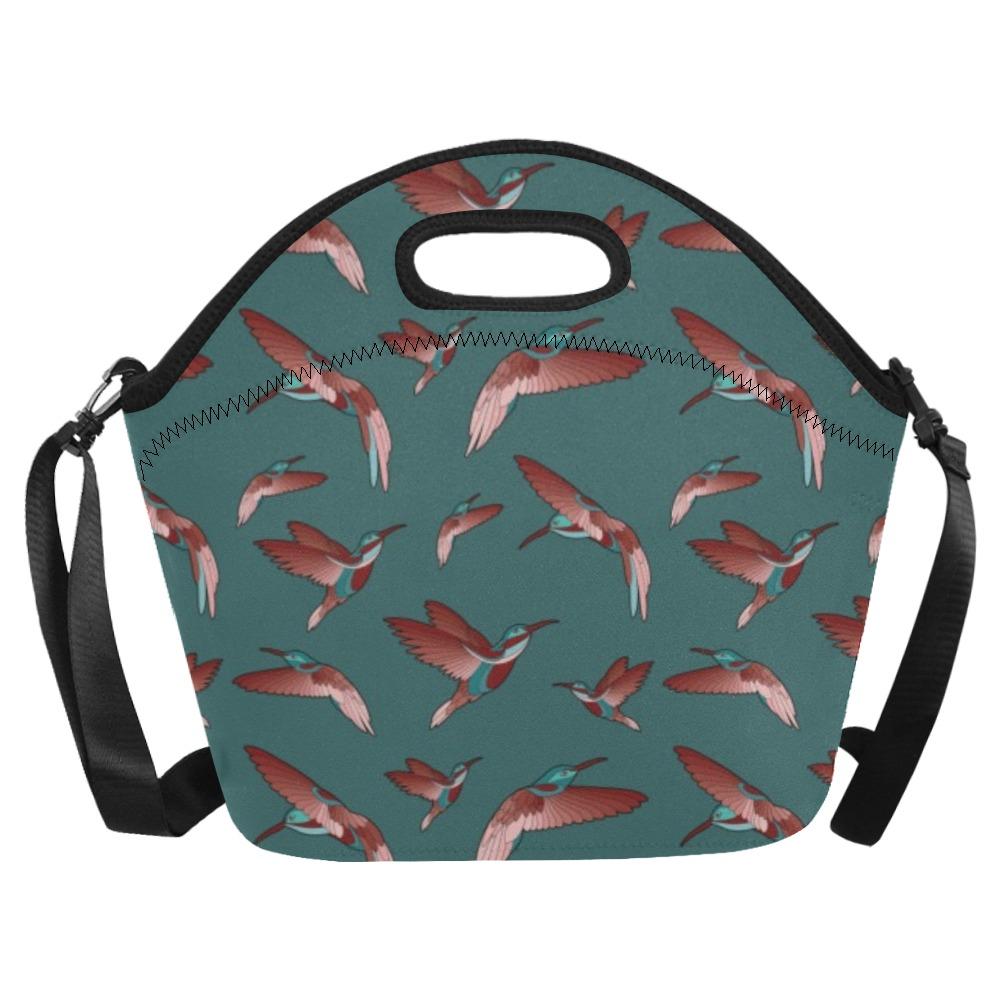 Red Swift Turquoise Neoprene Lunch Bag/Large (Model 1669) bag e-joyer 