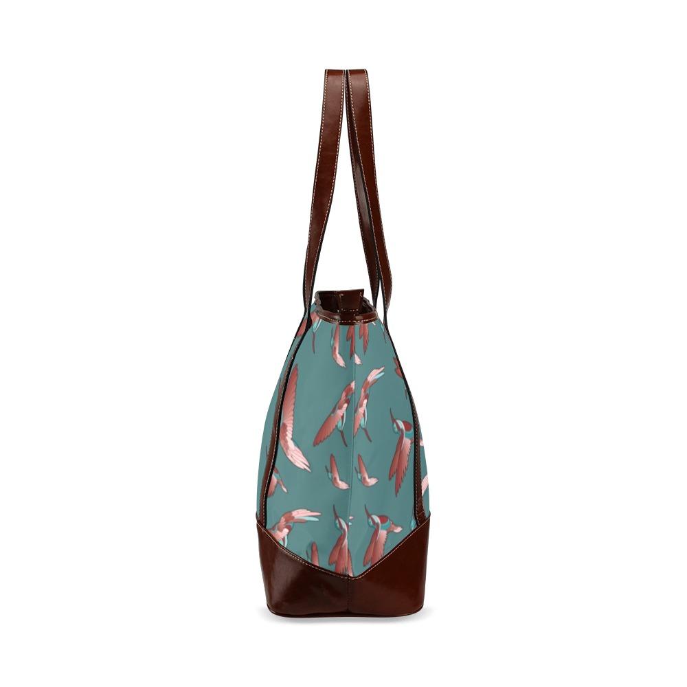 Red Swift Turquoise Tote Handbag (Model 1642) Tote Handbags (1642) e-joyer 