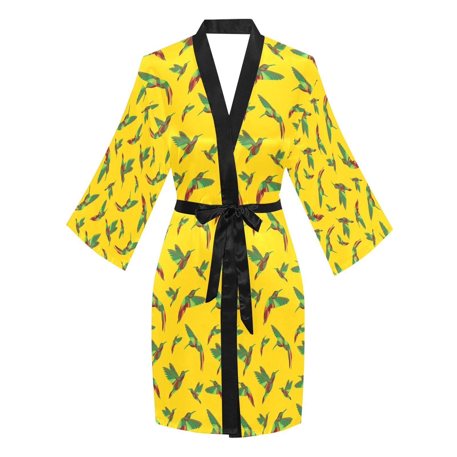 Red Swift Yellow Long Sleeve Kimono Robe Long Sleeve Kimono Robe e-joyer 