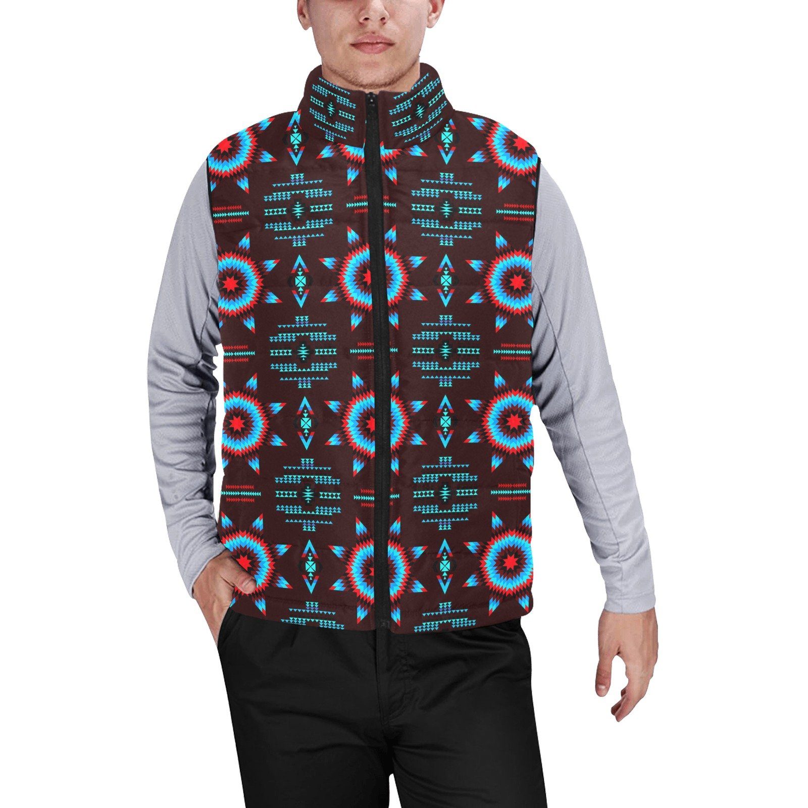 Rising Star Corn Moon Men's Padded Vest Jacket (Model H44) Men's Padded Vest Jacket (H44) e-joyer 
