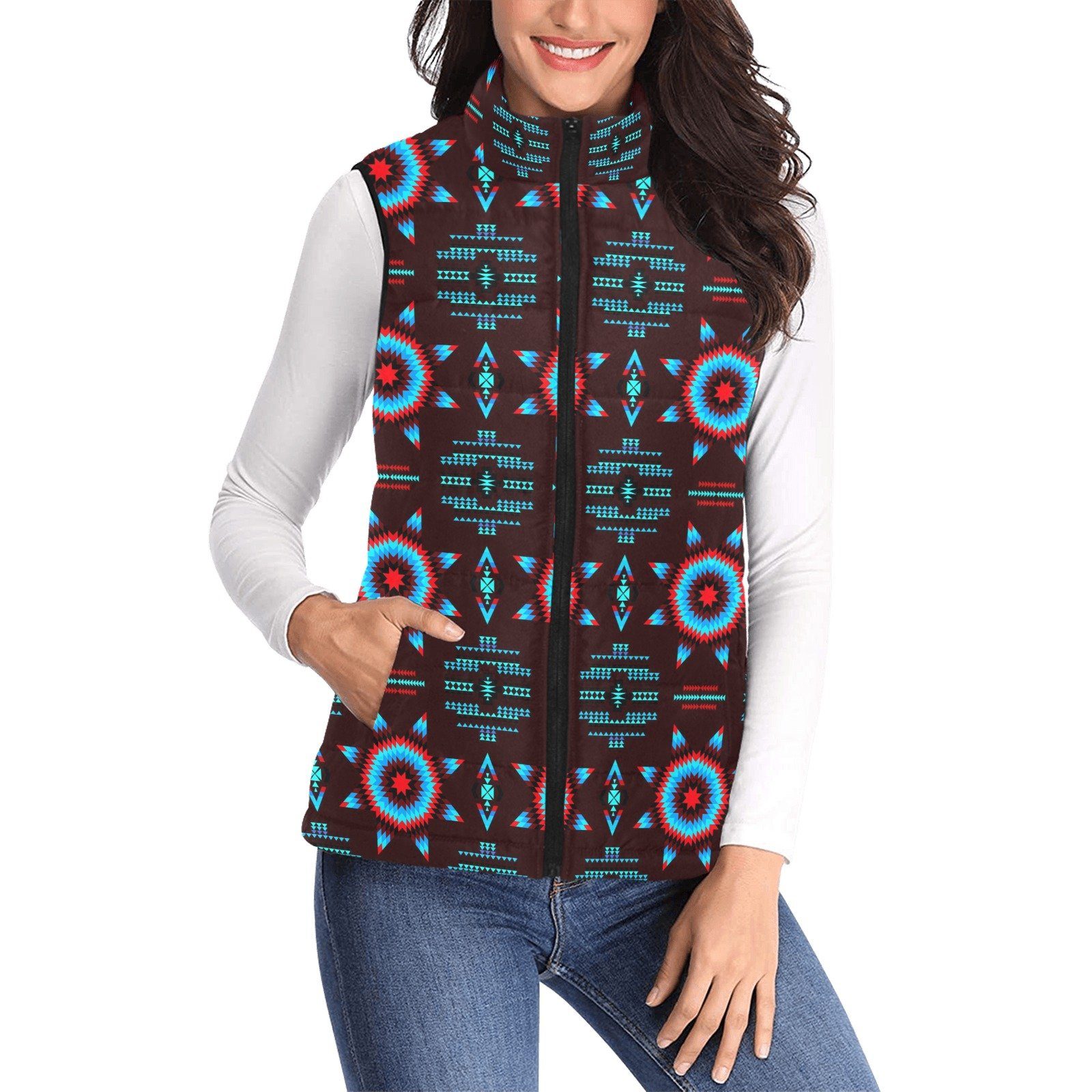 Rising Star Corn Moon Women's Padded Vest Jacket (Model H44) Women's Padded Vest Jacket (H44) e-joyer 