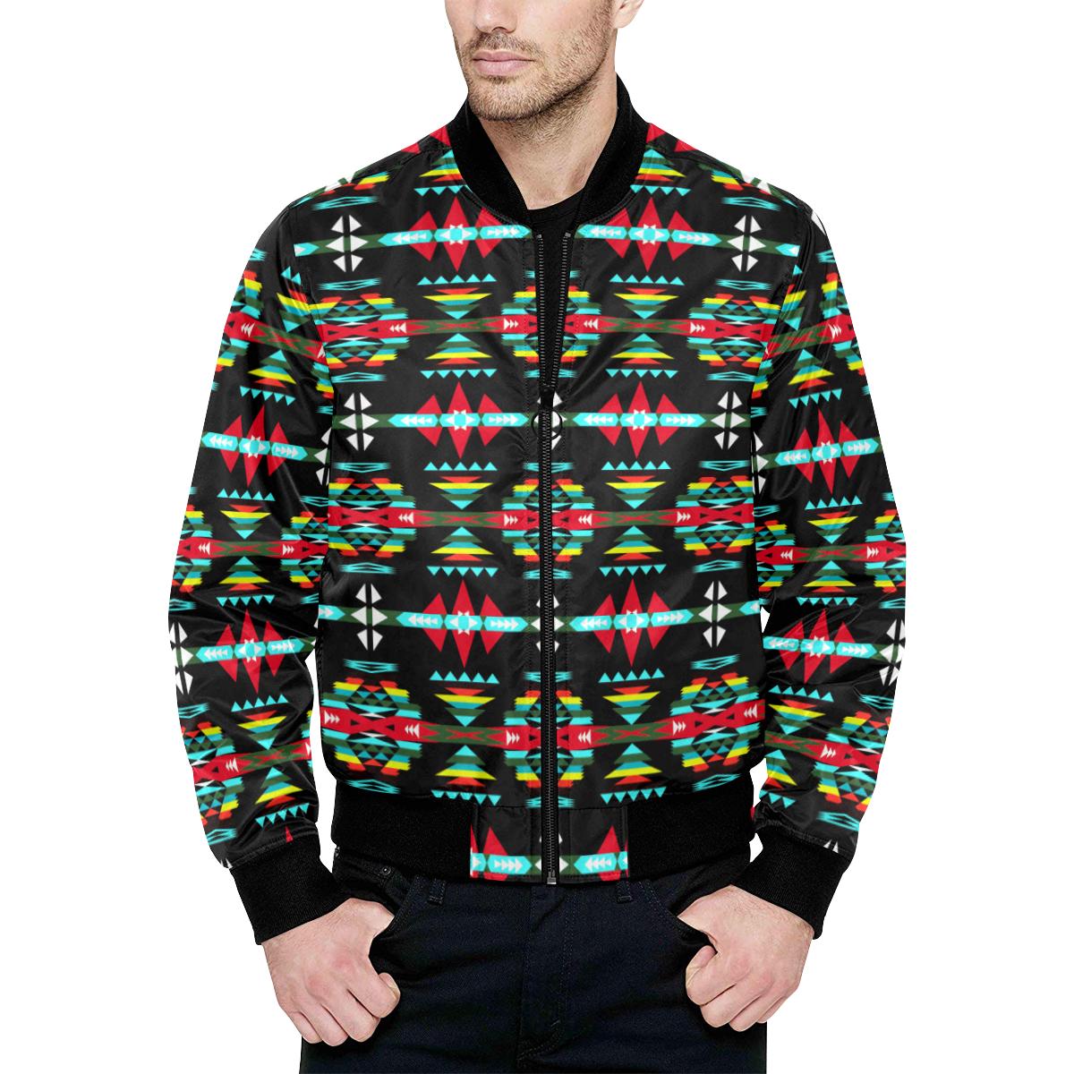 River Trail Sunset All Over Print Quilted Bomber Jacket for Men (Model H33) All Over Print Quilted Jacket for Men (H33) e-joyer 