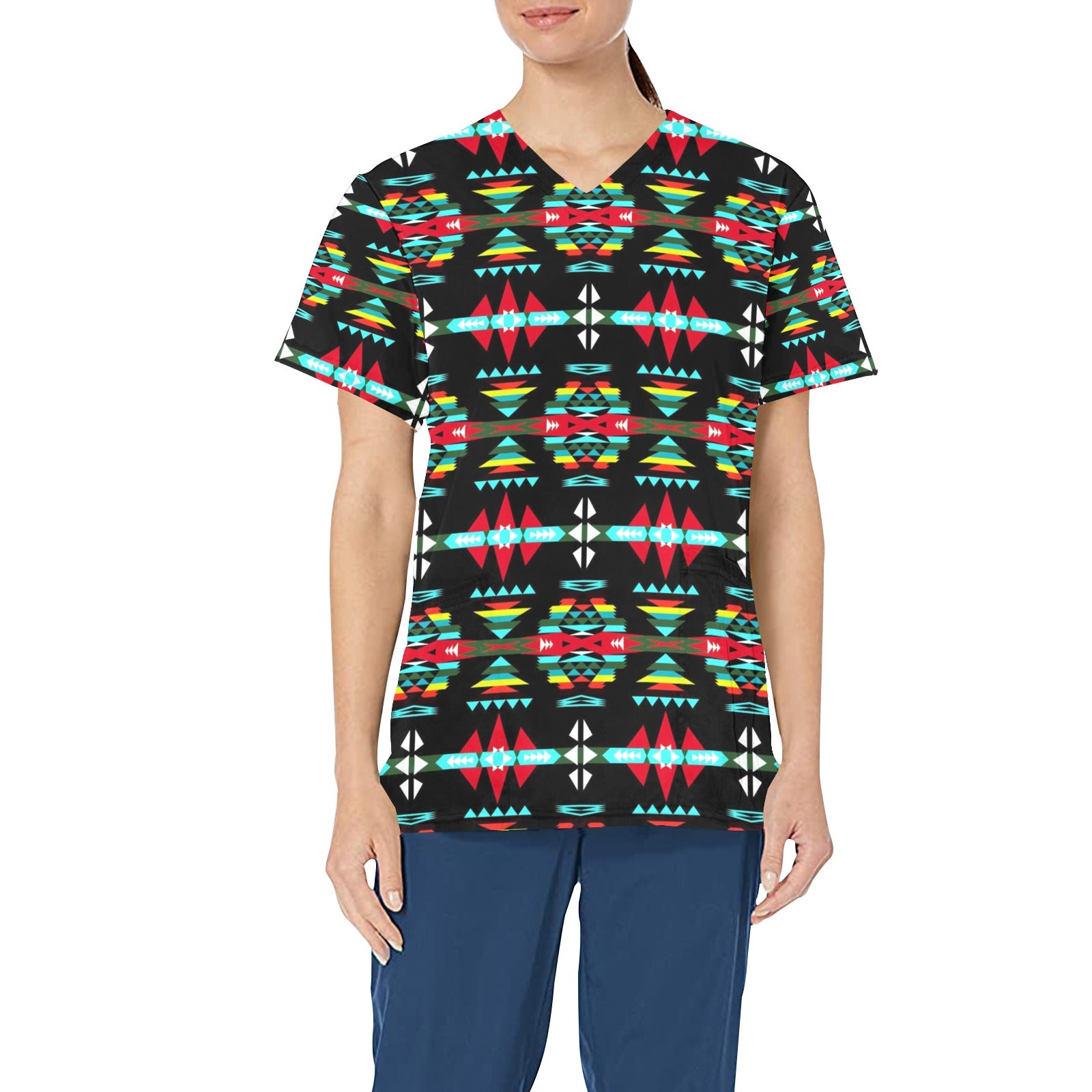 River Trail Sunset All Over Print Scrub Top Scrub Top e-joyer 