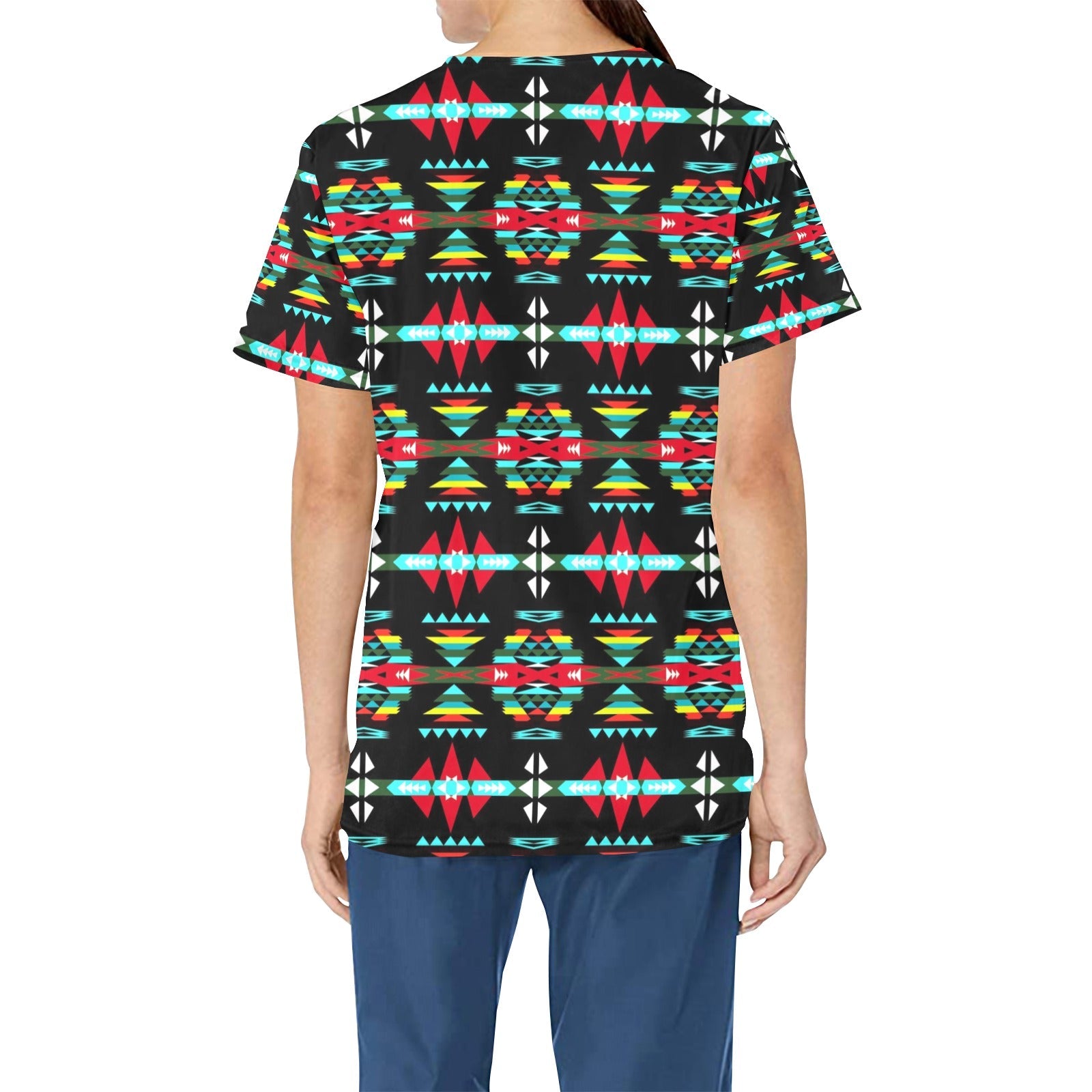 River Trail Sunset All Over Print Scrub Top Scrub Top e-joyer 