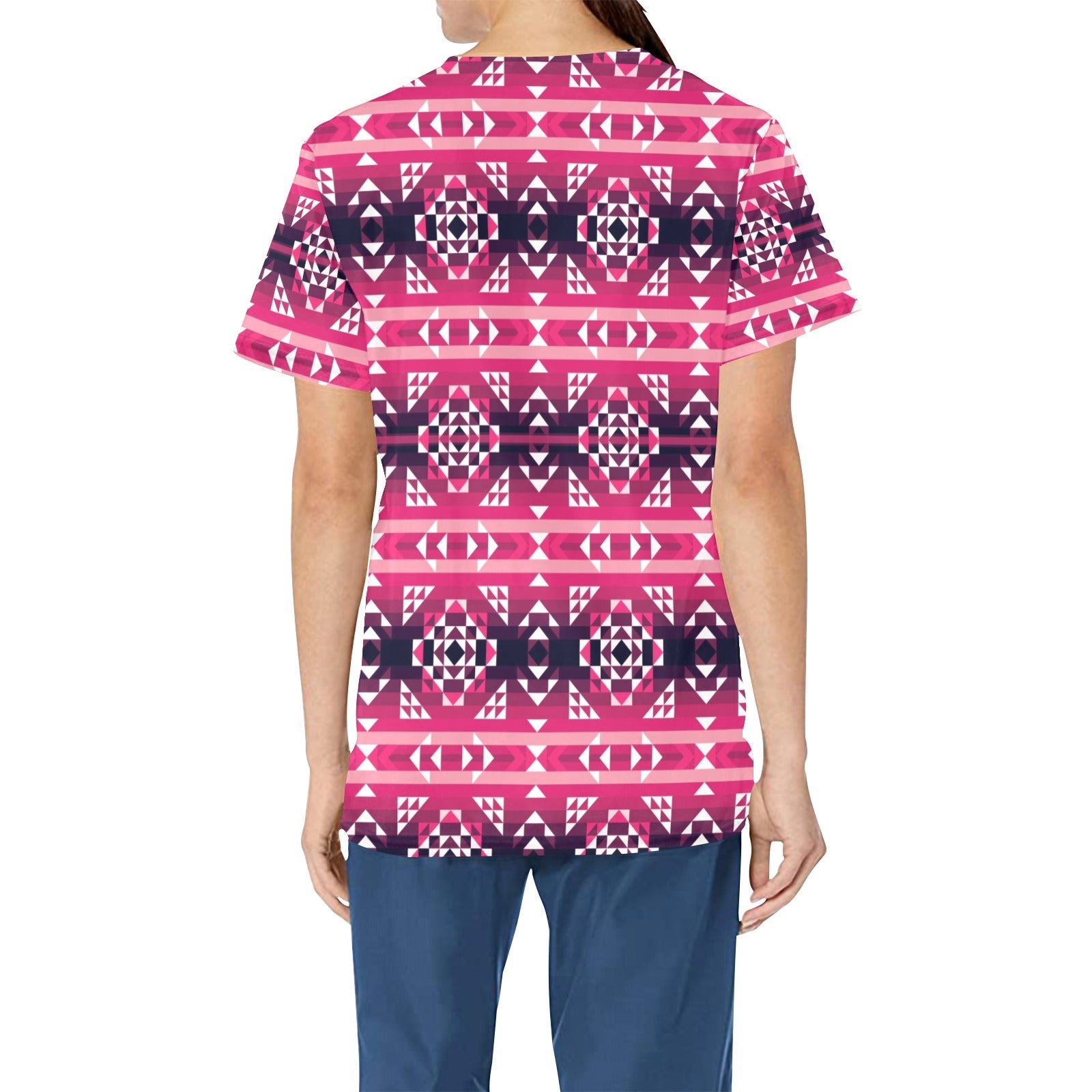 Royal Airspace Red All Over Print Scrub Top Scrub Top e-joyer 