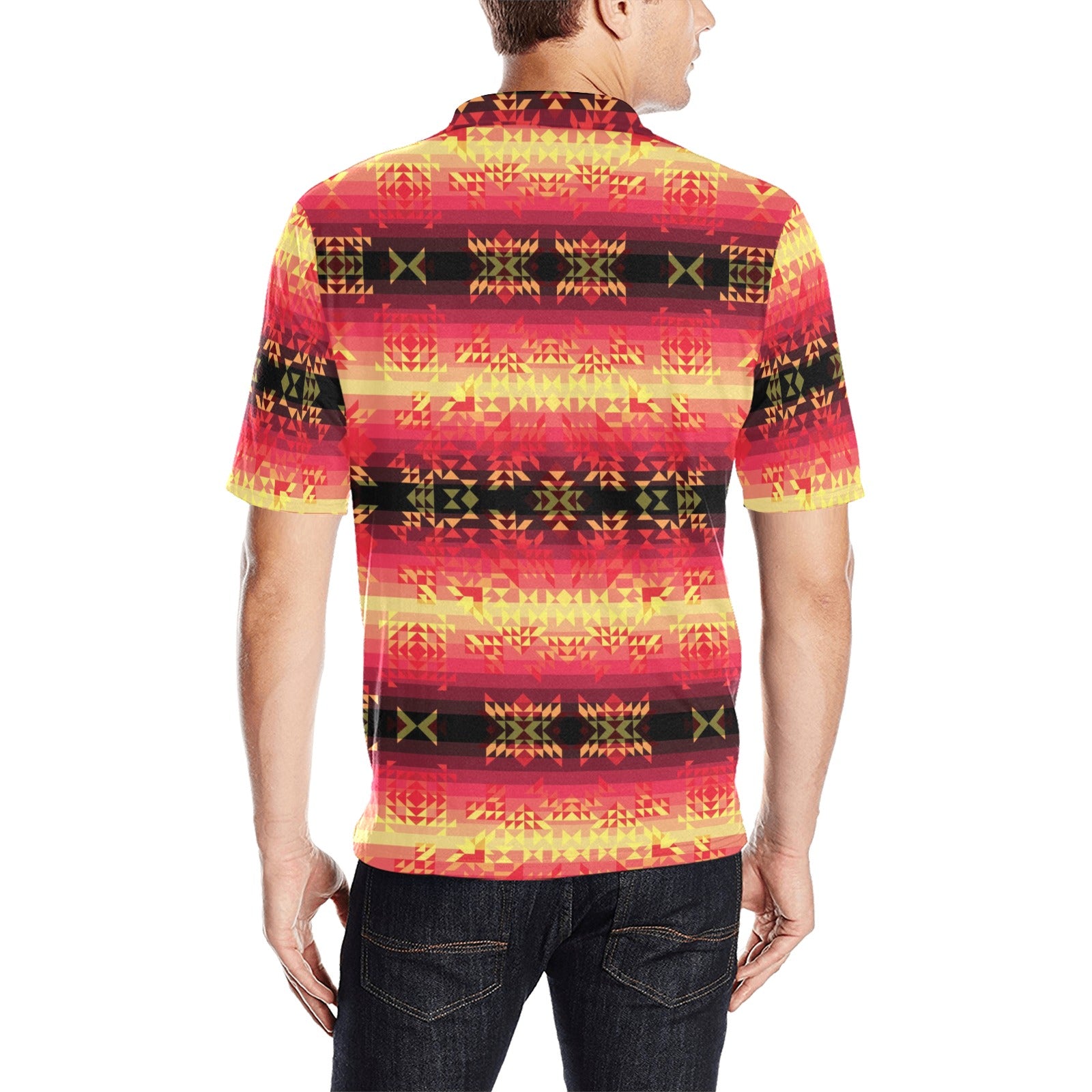 Soleil Fusion Rouge Men's All Over Print Polo Shirt (Model T55) Men's Polo Shirt (Model T55) e-joyer 